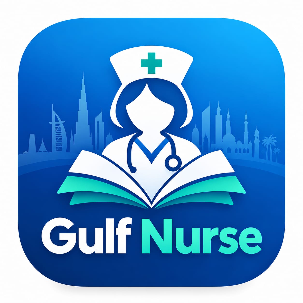 Gulf Nurse app icon featuring a nurse and open book